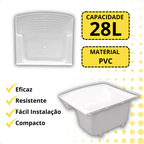 Kit Tanque Plástico Branco 28 Litros Lavanderia Com Sifão