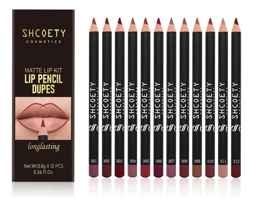 Set De Delineadores De Labios Mate De 12 Colores, Lápices La