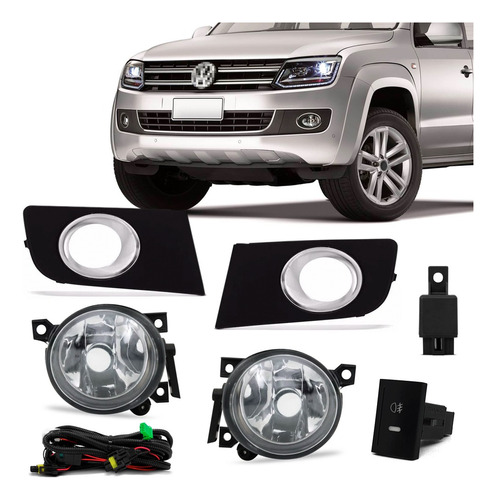 Kit Farol Milha Amarok 2010/2014 Moldura Botão Shocklight