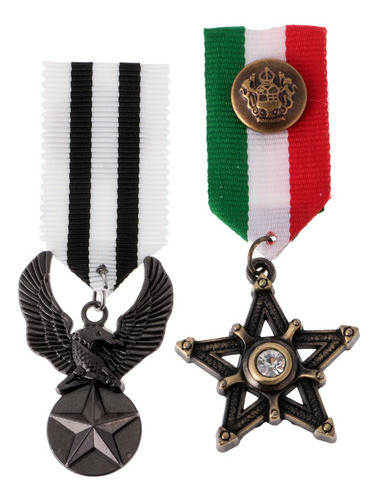 2 Piezas Broche De Medalla Patrón Estrella Águila Insignia