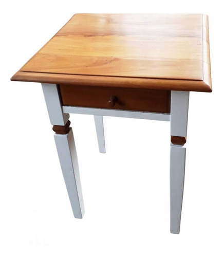 Mesa Lateral Branca Com 1 Gaveta Madeira Maciça