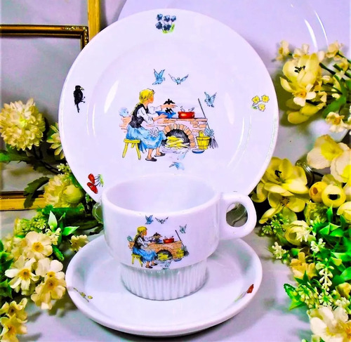 Set Taza  Y Platos Porcelana Florencia 3 Piezas. (trio)