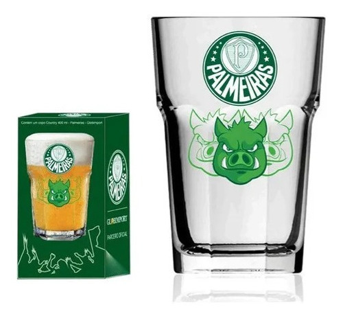 Copo De Cerveja Palmeiras Porco Vidro 400ml Cor Transparente