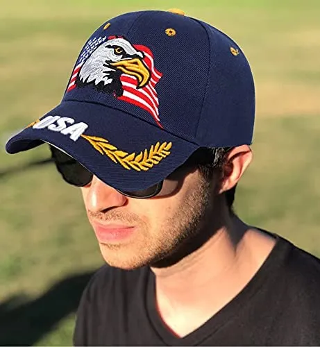 Usa-bandera Eagles-hat American Baseball-cap Bordado Azul Ma