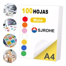 Comprar Sjrohe 100 Hojas Sepaser Papel Mate Papel Adhosive Para Etiquates Y Papel Adhosive Carte Hojas Papel Adhosive Para Imprmir Color Blanco
