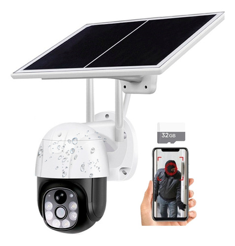 Camara Solar Seguridad Wifi Visión Nocturna + Memoria 32gb