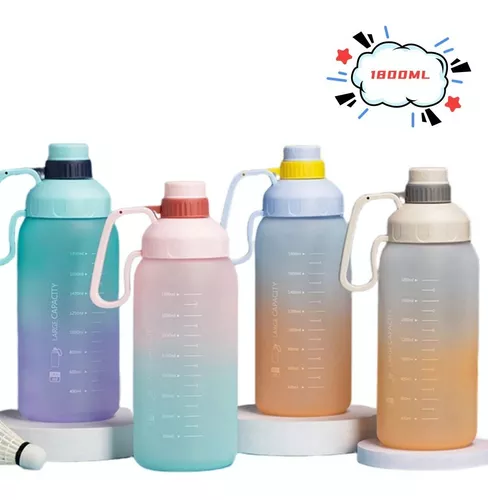 Lindas botellas de agua con pajita, botella de agua deportiva con tiempo  para beber, taza de paja po…Ver más Lindas botellas de agua con pajita