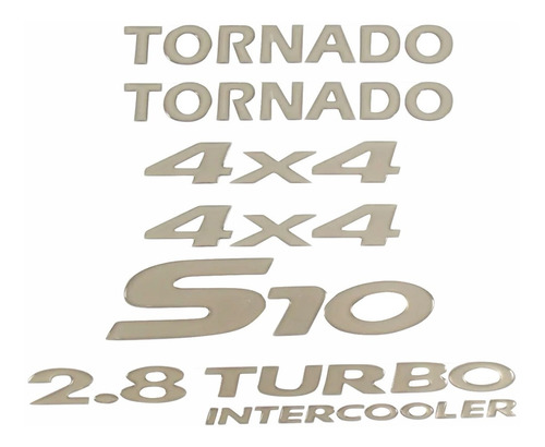 Jogo Emblema Adesivo Resinado S10 Tornado 4x4 Kitr24