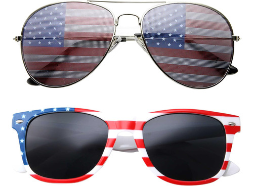 Grinderpunch 2 Pares Combo Patriotic American Us Flag Anteoj