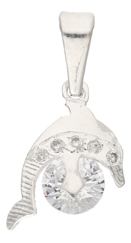 Cadena De Plata Y Dije De Delfín Con Circonia + Color Plateado