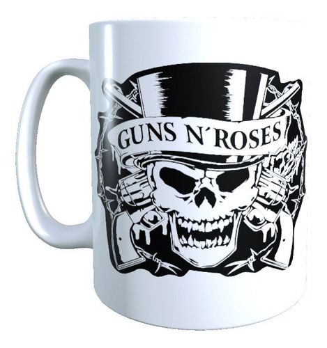 Taza Guns And Roses Logo Byn, Rock, Tazon Alta Calidad