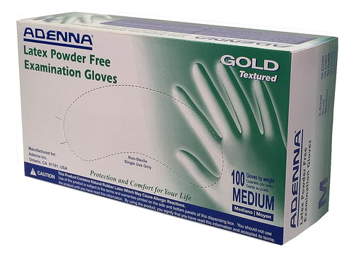 Adenna Gld265 Gold 6 Mil Guantes De Látex Sin Polvo, Grado M