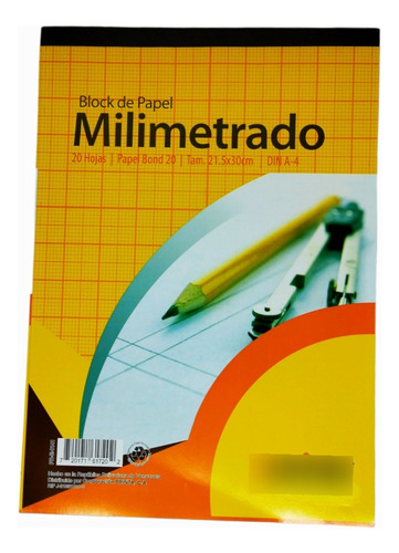 Block De Papel Milimetrado Tamaño A4 20 Hojas 21.5cm X 30cm 