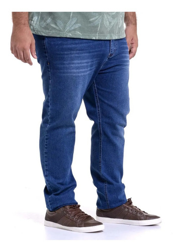 Imagem 1 de 4 de Calça Jeans Com Lycra Stretch Masculina Skinny Plus Size