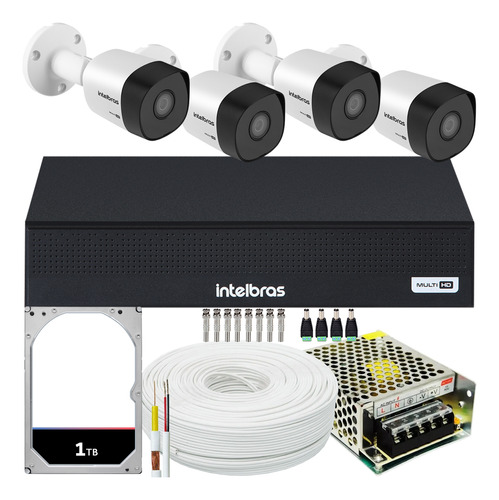 Kit 4 Câmeras Intelbras Vhd 3230 Full 30m Dvr 8 Canais 1tb