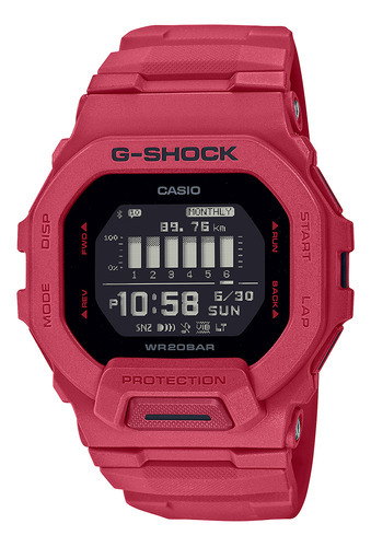 Reloj Hombre Casio Gbd-200rd-4dr G-shock Color De La Correa Rojo Color Del Bisel Rojo Color Del Fondo Negro