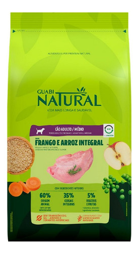 Ração Guabi Natural Cães Médio Frango E Arroz Integral 20kg