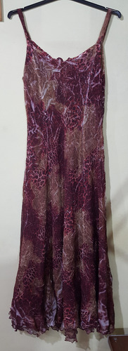 Vestido Gasa Estampado Importado Playero Impecable (Usado)