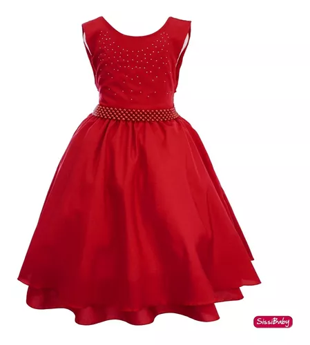 Vestido infantil Vermelho Daminha de Casamento Princesa - Vermelho