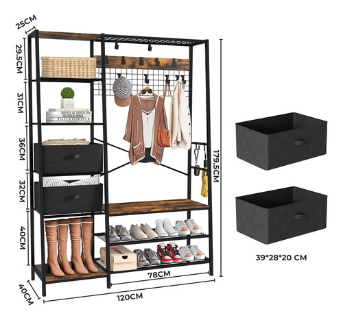 Perchero Zapatera 2 En 1 Organizador Rack Estante Ganchos