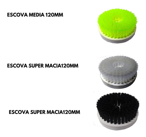 Imagem 2 de 7 de Kit Com 3 Escovas Para Limpeza De Estofados E Politriz 110v.