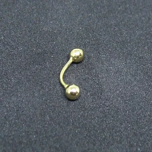 Piercing Sobrancelha em Ouro 18k Pino Curvado Bolinha