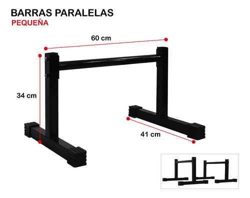 Kit Barras Paralelas Dip Triceps Fondos Crossfit Gde/med/ch