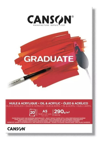 Canson Block Graduate Oleo Y Acrlico 290 Grs A5 X 20 Hojas