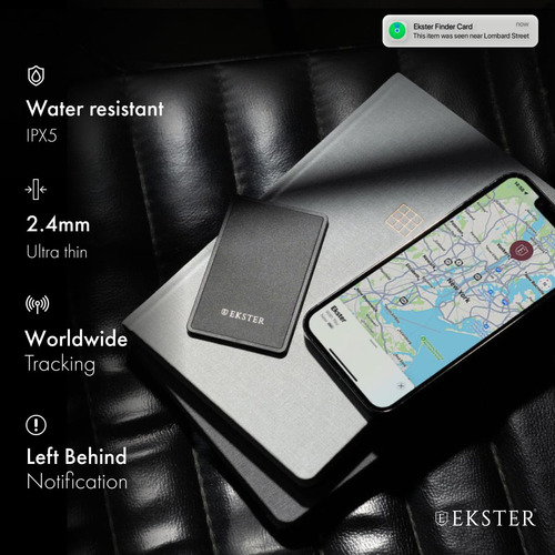 Ekster Tarjeta Localizadora Bluetooth Negra - Incluye Baterías - Localizador de Objetos Compacto y Práctico para tus Pertenencias.