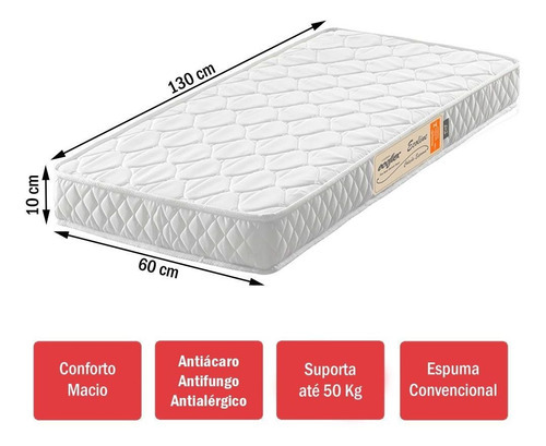 Colchão De Bebê Com Espuma D-18 Ecoline Status Branco