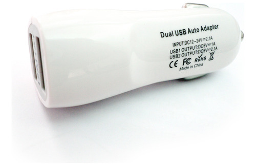 Cargador Para Auto Plug In 2 Usb 2100 Mah Con Cable V8