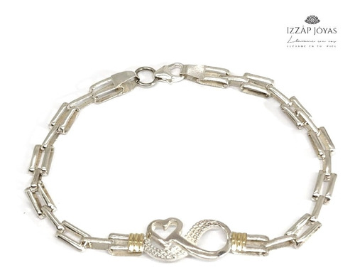 Pulsera Plata Y Oro Panter Con Infinito Y Mini Corazon