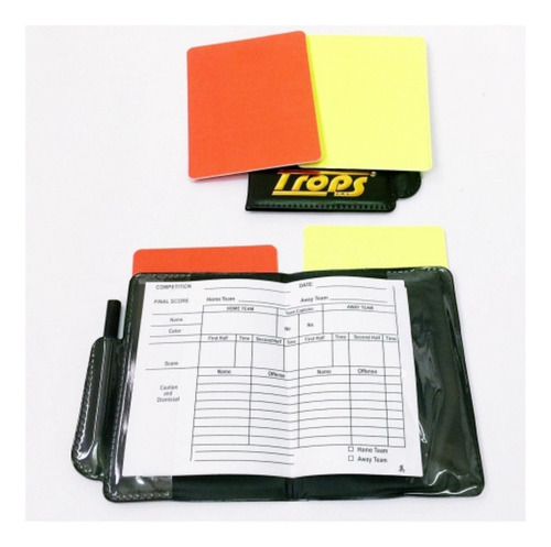 Imagen 6 de 10 de Kit Tarjetas Silbato Arbitro Referi Trops Lapiz Anotador