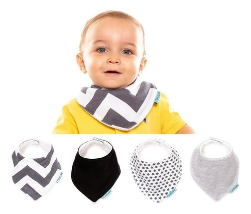 4 Pack Baberos Para Bebè, Tipo Bandana, Babyshower Color Niño Talla Unitalla