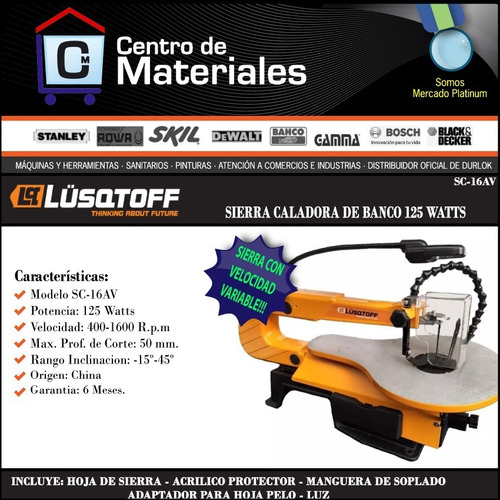 Sierra Caladora De Banco Lusqtoff 125w Garganta Vel Variable