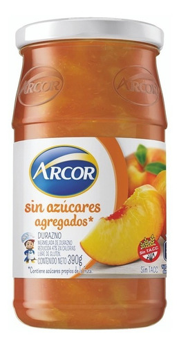 Mermelada Arcor De Durazno Sin Azucar Agregada X 390 Gr