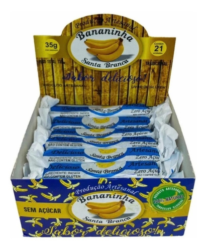 Doce Bananinha Santa Branca Zero Açúcar 100% Natural C/21un 