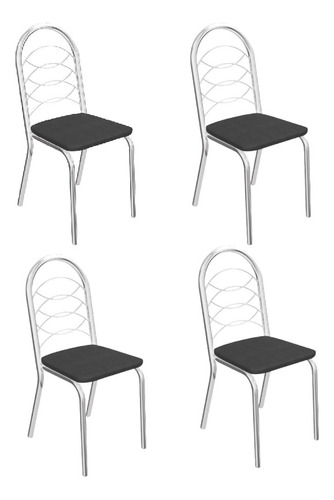 Cadeira de jantar Kappesberg Holanda, estrutura de cor  cromado, 4 unidades