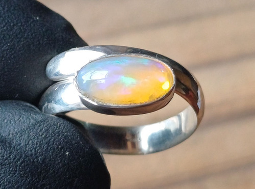 Anillo Opalo De Etiopia Plata 925 Ajustable Proteccion Art08 Plateado Ajustable