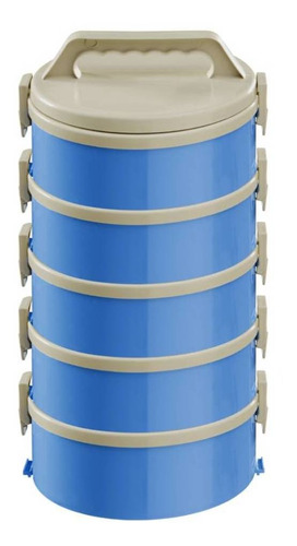 Conjunto Com 5 Marmitas Térmicas Treviso Azul