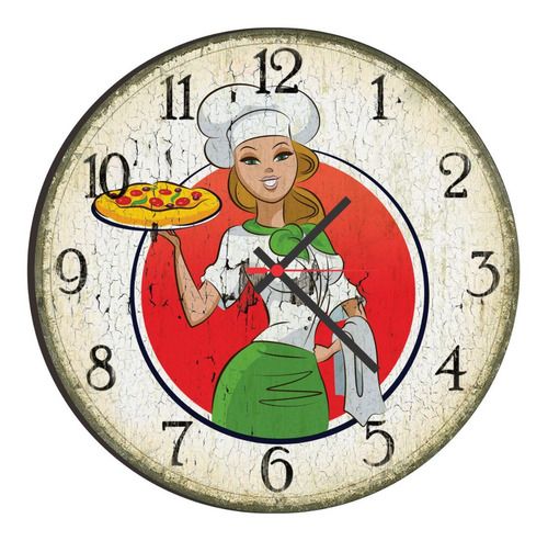 Relógio De Parede Pizza Estilo Retrô Vintage Pizzaria 40cm
