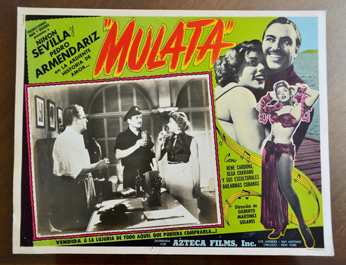 Cartel Mulata Pelicula Pedro Armendariz 1954 C/ Foto Raro