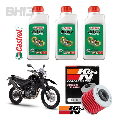 Kit Troca Óleo Yamaha Xt660 Drag Star Castrol 20w50 Kn145