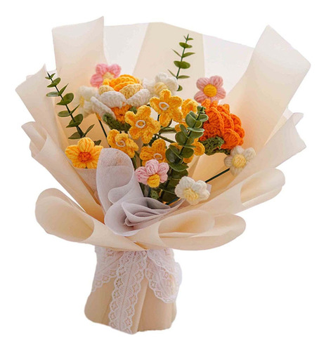 Ramo De Flores De Ganchillo, Flores De Punto, Flores