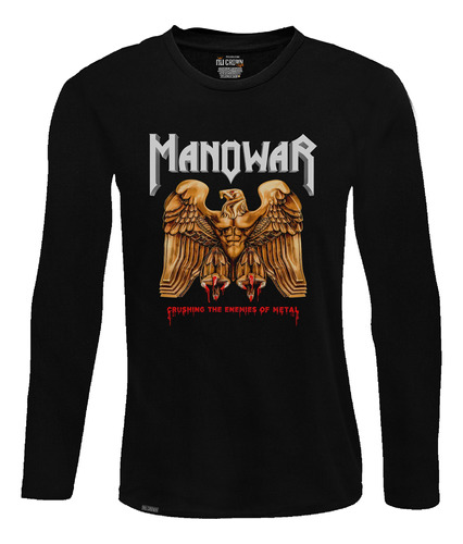 Camiseta Manga Larga Manowar Banda Rock Metal Lbo2