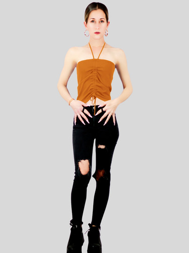 Set De 2 Blusas De Tirante Para Mujer Crop Top Stretch Canal