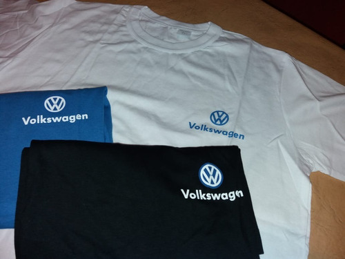 Remeras De Algodon  Logo Vw ,manga Corta,color Azul