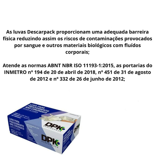 Luva Procedimento De Látex Descarpack Kit C/5x100 Un - TAMANHO G