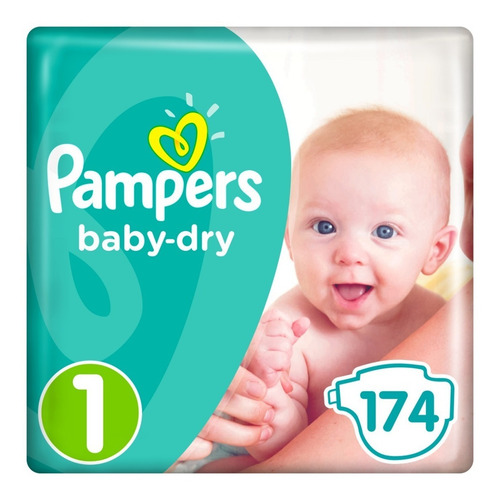 Pañales Pampers Baby Dry, Talla 1, 174 Piezas
