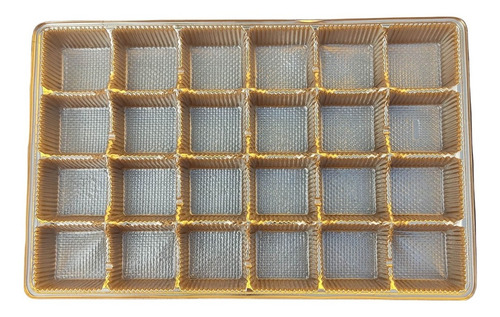 Charola Inserto Chocolates Trufas 24 Cavidades Dorado, 25pza